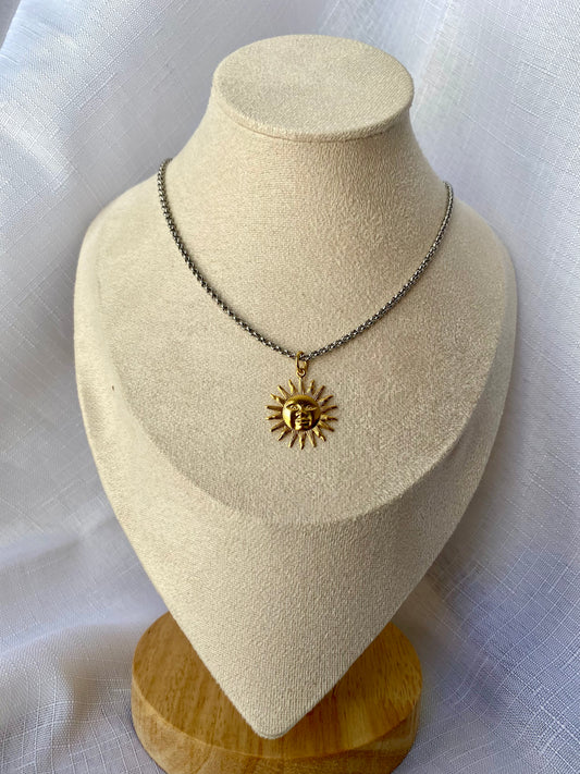 TWO TONE SUN NECKLACE